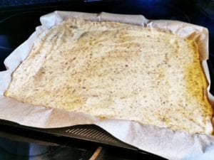 a sheet of no pasta pasta on baking paper