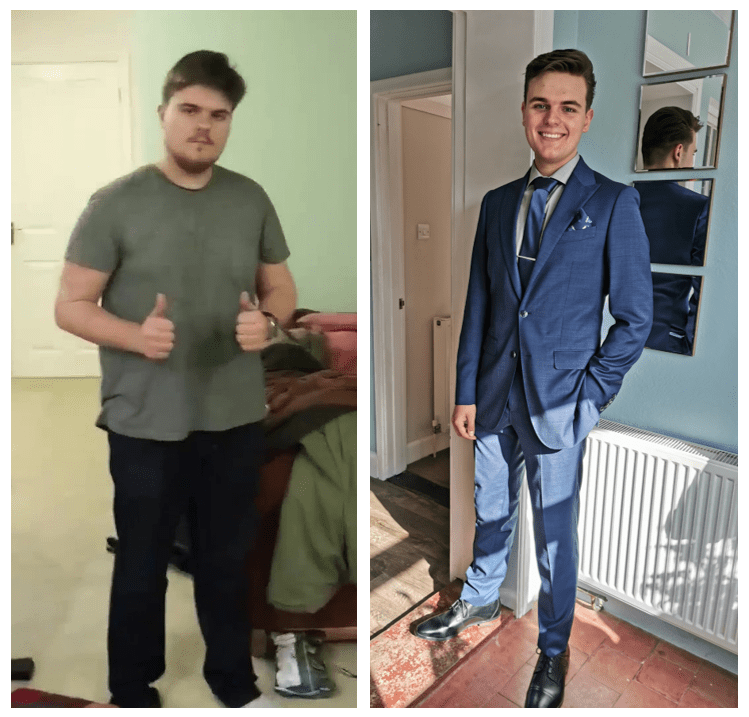 my son Jacob before and after his 5 stone weight loss