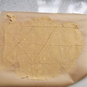 uncooked low carb pastry cut into triangles